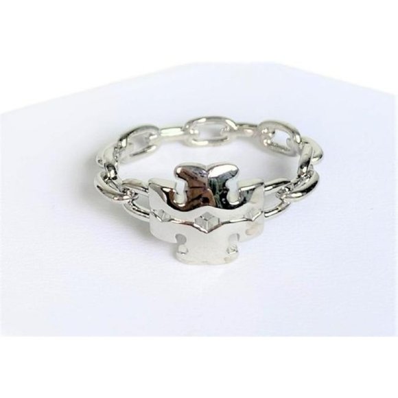Tory Burch Silver Kira Chain Ring Size 7 - Picture 1 of 6